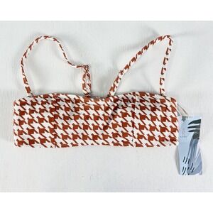 New sioro Bikini swim‎ top American houndstooth Orange White Size M